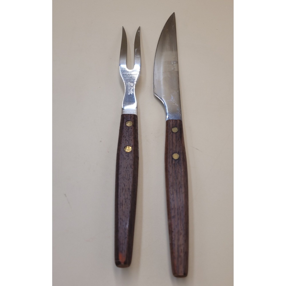 Vintage St. Regis Carving Set Stainless Steel Serrated Knife Rosewood Handle Box - Picture 8 of 10
